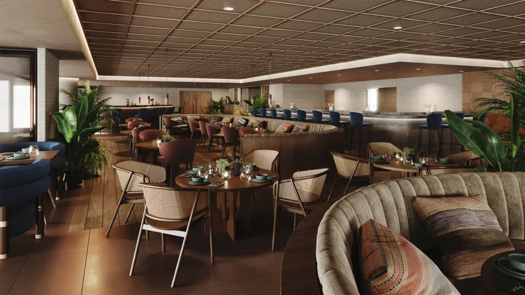 Hospitality interior architectural visualization of Seascape Tavern by Mindness